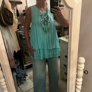 Aqua blue layered top